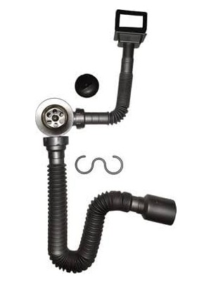 MarkEntegra Donau Küvetten Taşmalı Körüklü Evye Sifonu Yan Ø40 mm