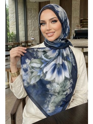 İmaj Butik Siyah Lacivert Desenli Soft Şal