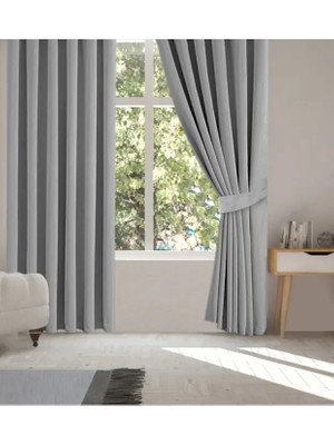 Pierre Cardin Gri Blackout Işık Geçirmez Kornişli Karartma Saten Perde Lüks Fon Perde Gri