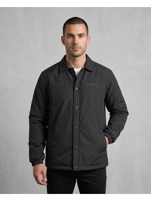 MiraLive Erkek Yağmur Itici Iç Astarlı Çıtçıtlı Iç Cepli Dış Cepli Mevsimlik Mont - Siyah