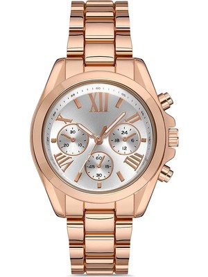 Calperia Zarif ve Şık Özel Tasarım Roma Rakam Detaylı  Metal Bayan Kol Saati (Rose) ( Lisinya )