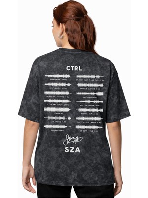 Sevbano Tasarım Sza Rapper Şarkıcı Sırt Baskılı Unisex Oversize Eskitme Yıkamalı Tişört