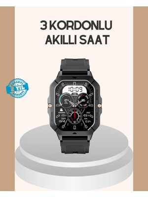 Calperia 3 Kordonlu Akıllı Saat Uzun Pil Süreli