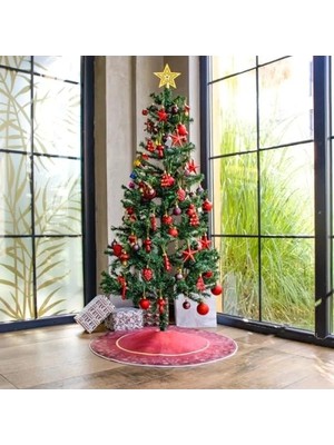 Calperia Yılbaşı Ağacı Halısı, 80X80 Cm, Bordo Kadife Tasarım