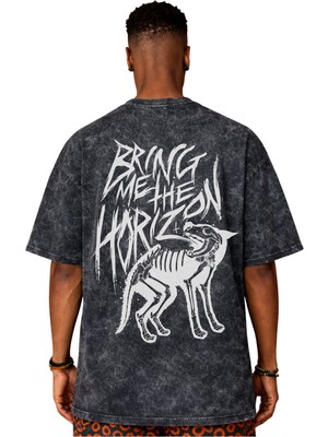 Sevbano Tasarım Bring Me The Horizon Müzik Grubu Sırt Baskılı Unisex Oversize Eskitme Yıkamalı Tişört