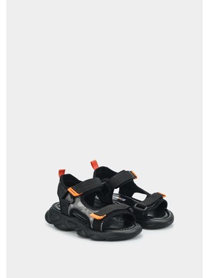 Kiddo Siyah Erkek Çocuk Düz Sandalet