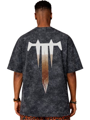 Sevbano Tasarım Trivium Rock Metal Müzik Grubu Sırt Baskılı Unisex Oversize Vintage Yıkamalı Tişört