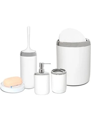 Calperia Beyaz Renkli Krom Dekorlu Banyo Seti