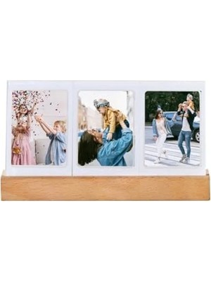 Calperia 3'lü Ahşap Fotoğraf Çerçevesi - LED Işıklı Tasarım