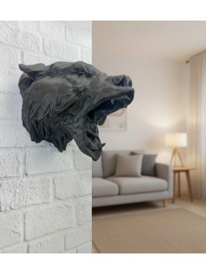 MiraLive Siyah Ayı Figürü Duvar Dekoru Asılabilir Hediyelik Heykel 25X19 cm