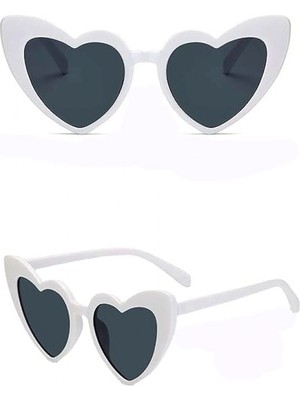 MiraLive Beyaz Renk Kalp Şekilli Parti Gözlüğü