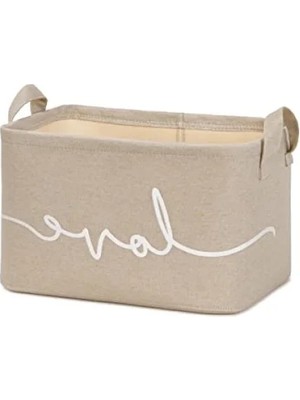 Calperia Bej Renkli Love Baskılı Dikdörtgen Sepet