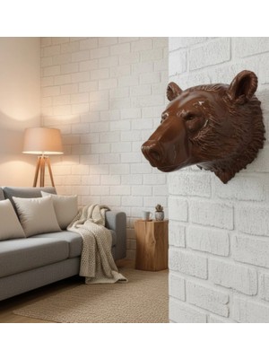 MiraLive Ayı Başı Duvar Dekoru Modern Asılabilir Heykel 25X19 cm