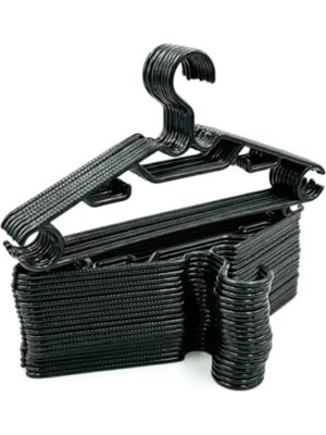 Calperia Kaymaz Siyah Plastik Elbise Askısı - 10'lu Set