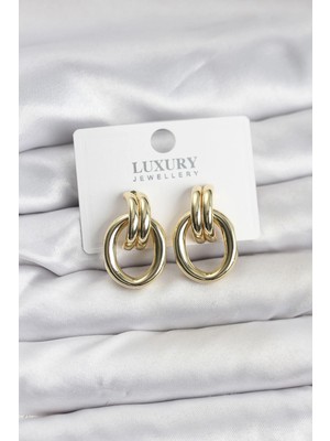 MiraLive Mey Ithalat® Gold Renk Pirinç Vintage Kadın Küpe