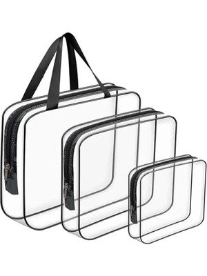 Calperia Şeffaf Su Geçirmez Makyaj Çantası Seti - 3 Adet Organizer