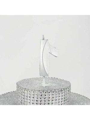 Calperia Tek Rakamlı Gümüş Gri Doğum Günü Mumu 6.5 cm