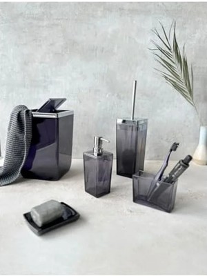 Calperia Şeffaf Siyah Banyo Seti