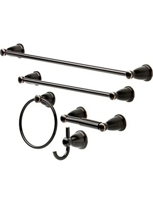 Calperia 5 Parça Banyo Aksesuar Seti - Yağlı Bronz