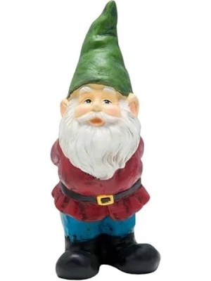 Calperia Alp Yeşili Bahçe Cücesi Heykeli, 28 cm Yükseklik, Eğlenceli Tasarım