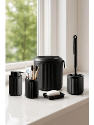 Calperia 5 Parça Siyah Akrilik Banyo Seti