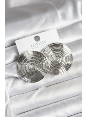 MiraLive Mey Ithalat® Pirinç Gümüş Renk Circle Model Kadın Küpe