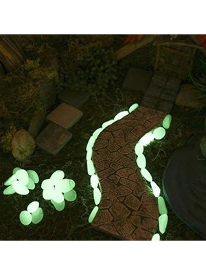 Calperia Fosforlu Dekoratif Çakıl Taşları - Gece Karanlıkta Parlayan 50 Adet