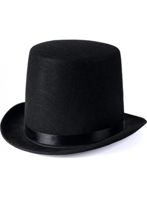 MiraLive Yetişkinler Için Siyah Renk Ringmaster Sihirbaz Şapkası Fötr Şapka 15 cm