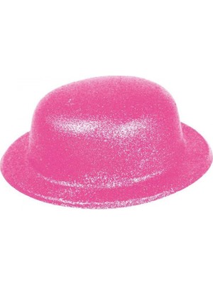 MiraLive Pembe Renk Simli Melon Yuvarlak Parti Şapkası 24X26 cm