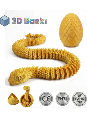 Bbsky Hareketli Kristal Yılan ve Yumurta Seti - 3D Baskı Organik Figür Oyuncak Dekoratif Koleksiyon