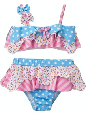 Minipodyum Kız Çocuk Bikini Takımı Fiyonk Detaylı Askılı