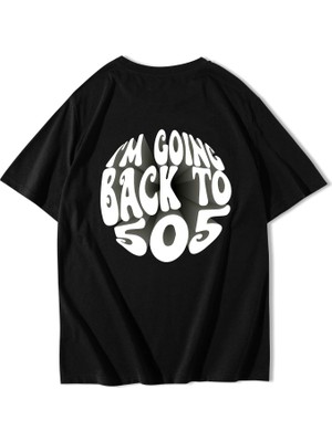 Brz Collection Unisex Oversize I'm Going Back To 505 - Arctic Monkeys T-Shirt Siyah