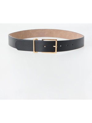 Jimmy Key Siyah Ince Metal Tokalı Deri Görünümlü Kemer