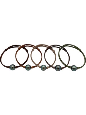 Birinci1926 Doğal Siyah Inci Deri Bileklik