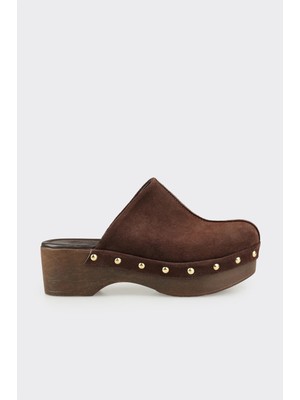 Elle Kahve Deri Kadın Terlik