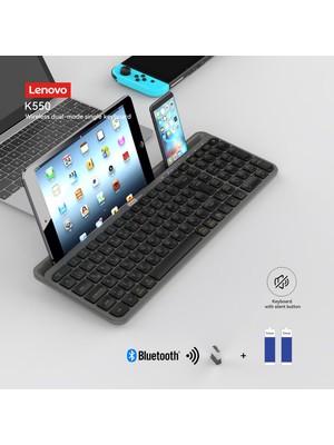 Lenovo K550 Tablet Standlı Bluetooth + 2.4 Ghz Kablosuz Dual Modlu Sessiz Klavye