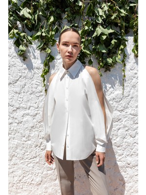 Kameya Yırtmaç Kollu Gömlek