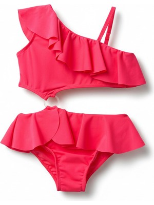 Minipodyum Kız Çocuk Bikini Takımı Halka Detaylı Hijyenik Pedli