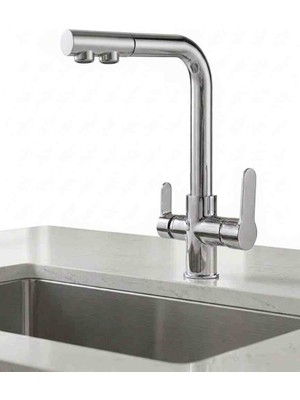 Aceser Elit 3 Yollu Mix Kuğu Çift Çıkışlı Arıtmalı Mutfak Bataryası - Krom