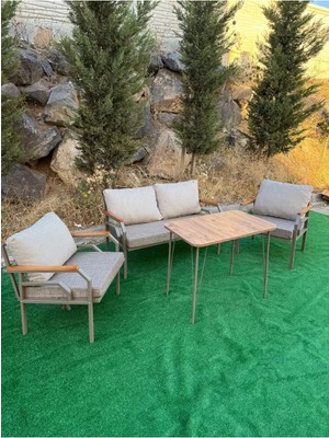 Dekoport Kutay Balkon Mobilyası, Bahçe Takımı, Çay Seti Koltuk Takımı, Metal Kanepe, Cafe Mobilyası 2 1 1