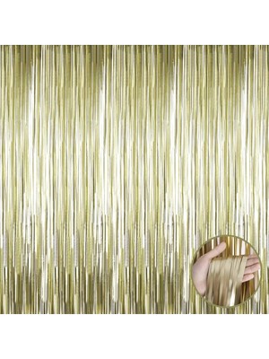 Uslucan Alışveriş Mat Altın Püsküllü Kapı Perdesi - Parti, Bekarlığa Veda, Doğum Günü 1x2 M