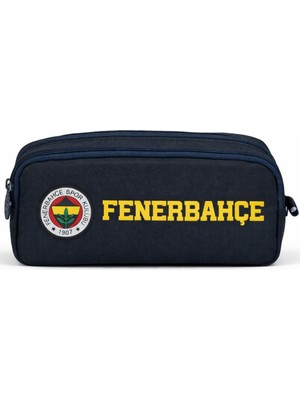 Fenerbahçe Lisanslı Su Itici Özellikli Lacivert Kalemlik- Iki Bölmeli & Rubber Logolu Kalem Çantası