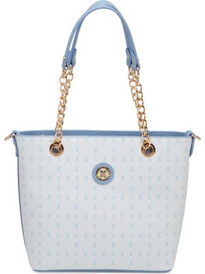 Tergan Mavi Print Kadın Omuz Çantası - S1WPR0000801-T3E