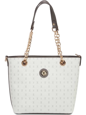 Tergan Beyaz Print Kadın Omuz Çantası - S1WPR0000801-U1A