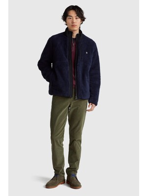 United Colors Of Benetton Vizon Erkek Erk_önü Logo Işlemeli Cep Detaylı Dik Yaka Polar Ceket Model Kodu: 2LNEUN06Y3C1