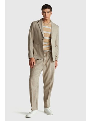 United Colors Of Benetton Mix Erkek Erk_yün ve Viskoz Karışımlı Cep Detaylı Düğmeli Kruvaze Ceket Model Kodu: 27WUUW020901