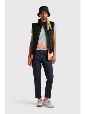 United Colors Of Benetton Siyah Kadın / Kız Kdn_polyester Dolgulu Fermuarlı Slim Fit Pufa Yelek Model Kodu: 2TWDDJ00V100