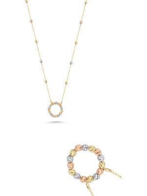 Zümrüt Sarraf 14 Ayar Altın 3 Renk Dorikalı Kolye