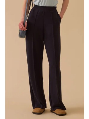 Seçil Kadın Elastik Bel Düz Kesim Cepli Pantolon - Lacivert