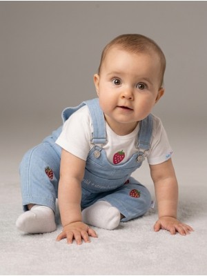 Baby Buu Kız Bebek Çilek Nakışlı Salopet Takım